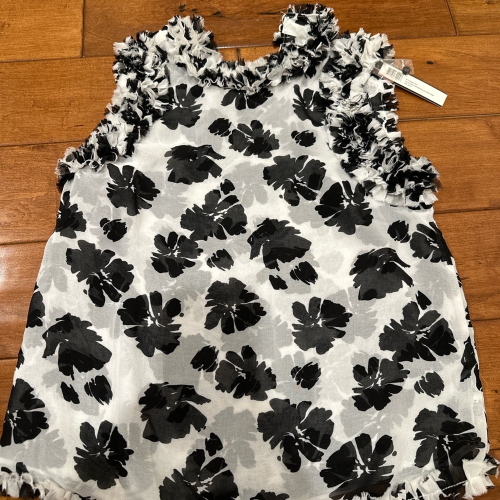 Catherine Malandrino Black and White Floral Blouse